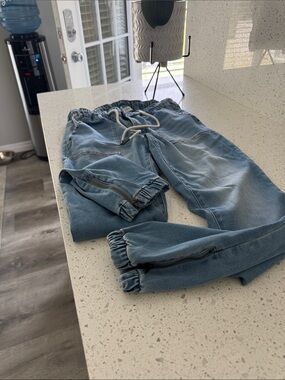 Grace & Lace Light Blue Denim Jogger Pants